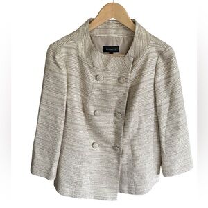 Talbots Evening Jacket Womans 10 Metallic Stripe Lined Double Breasted Elegant